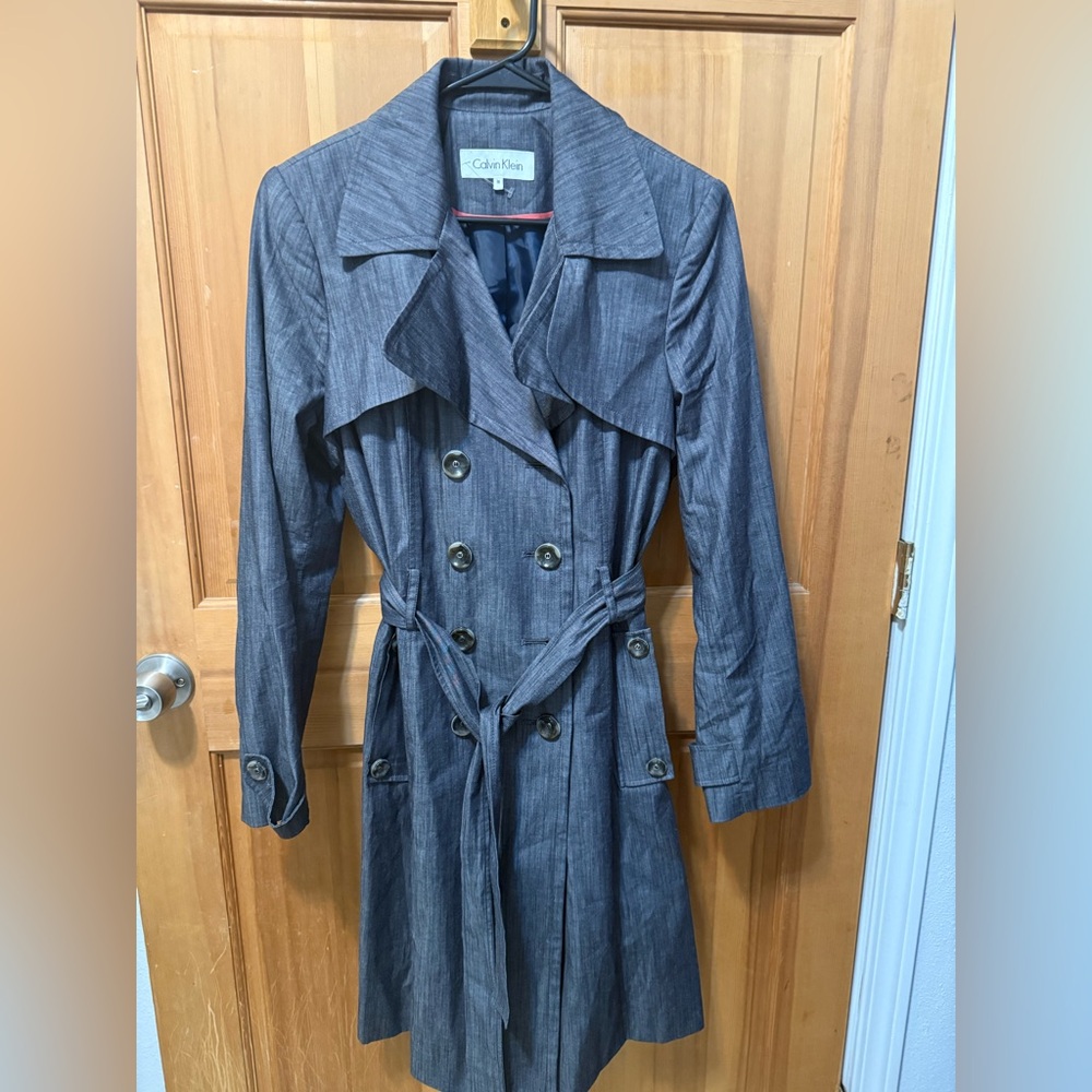 Calvin Klein Women's Double-Breasted Trench Coat Sleek Modern NWOT Size M